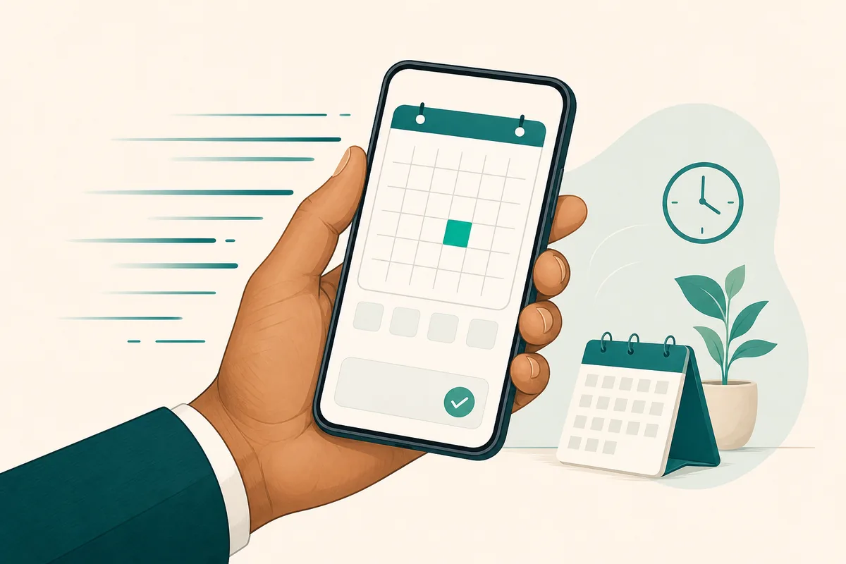 Illustration: quick signup and booking a mock interview slot