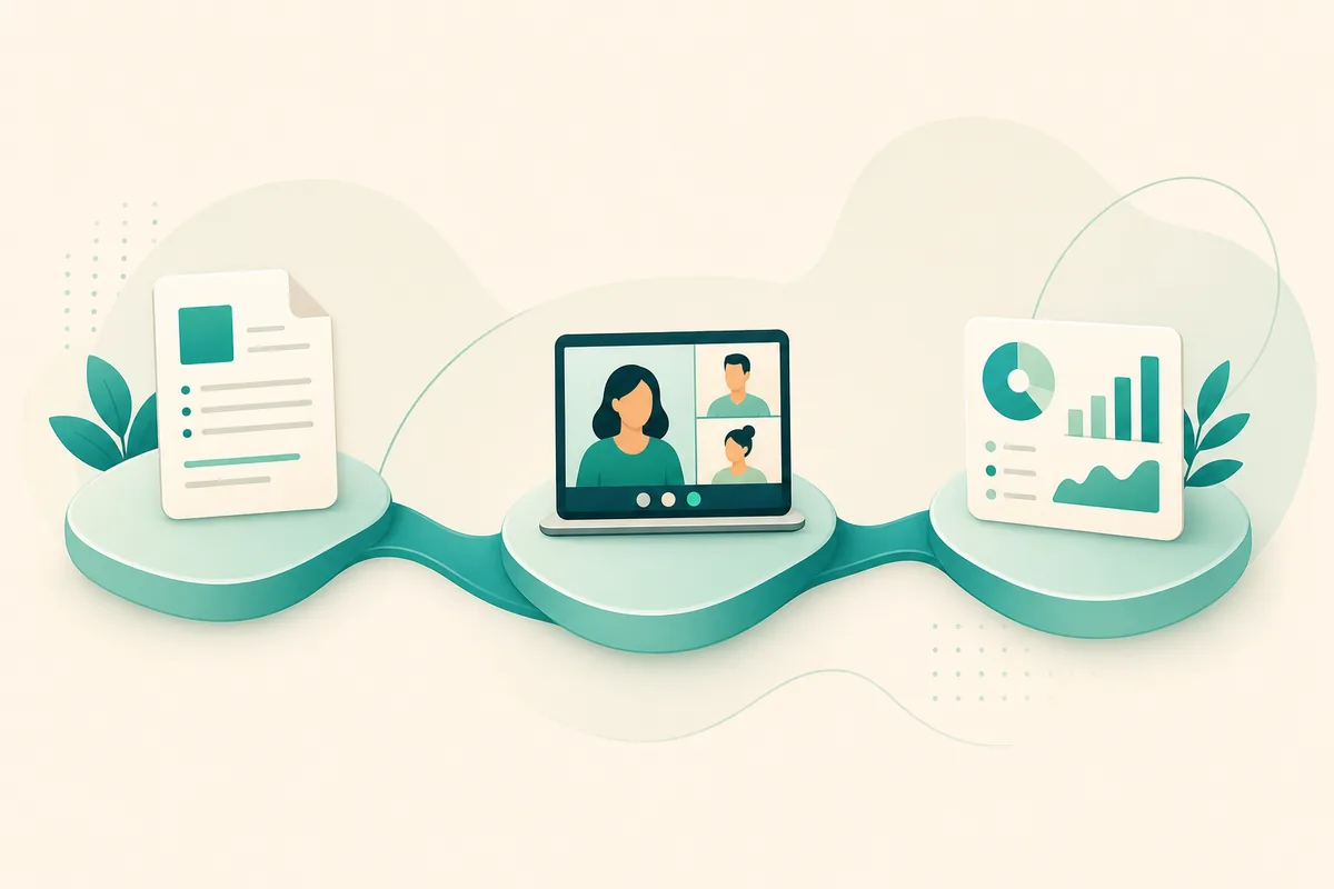 Illustration: end-to-end flow from brief to video rounds to feedback
