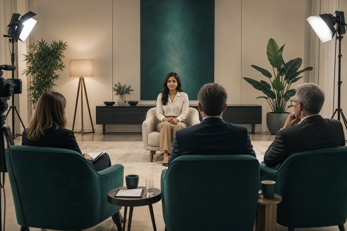Candidate in a live video mock interview with mentors