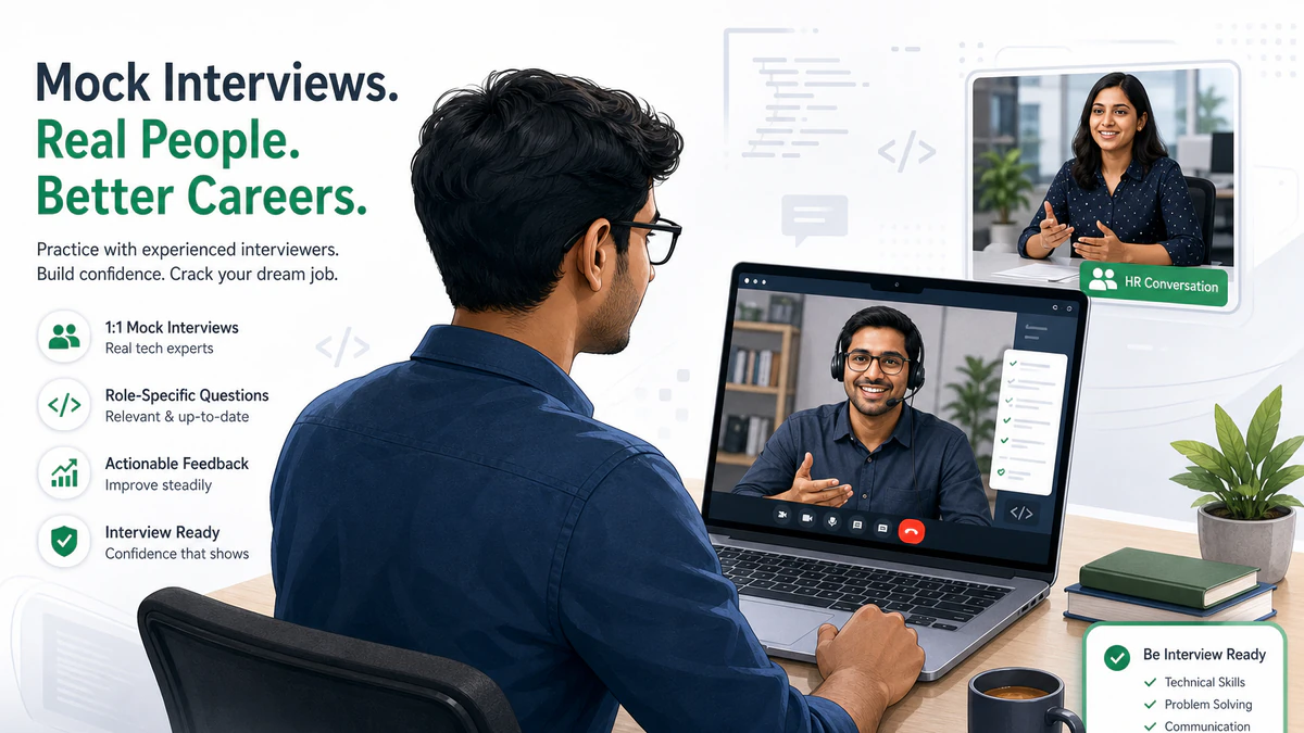 Mock interviews for tech jobs: engineer on a video call with a human technical interviewer on MockitX