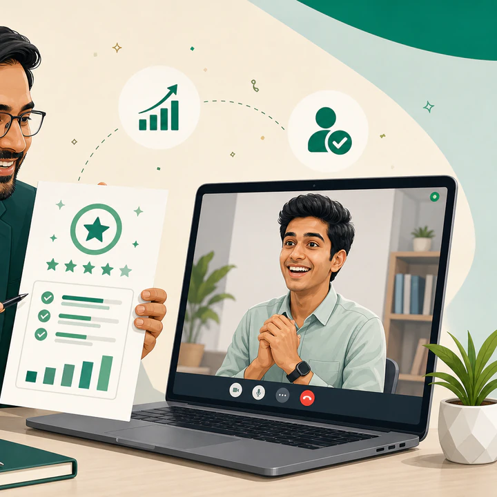 Online mock interview: mentor sharing scorecard feedback after the session